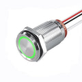 3 Stück 16mm Momentary Schalter, 1NO1NC, Edelstahl, grüne LED, 12V