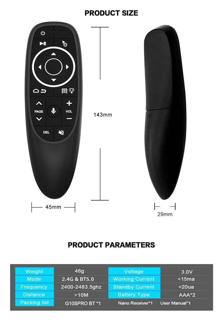 M.I.C. G10SPRO:Air Maus Fernbedienung,Bluetooth 5.0, 2.4G Wireless Voice Airmouse Airmaus Fernbedienung Tastatur…