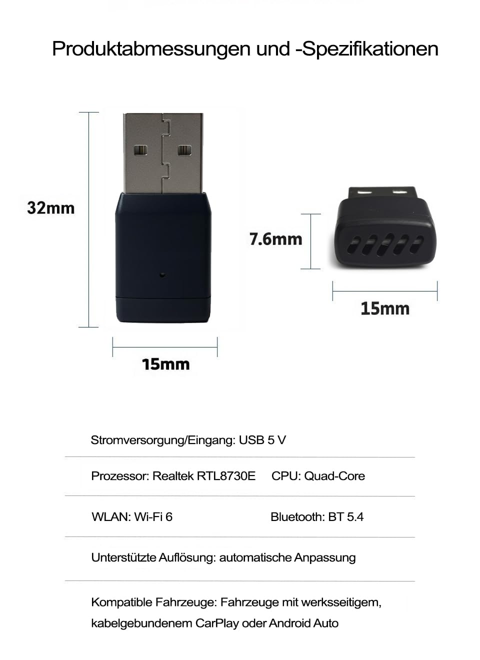 M.I.C. 2-in-1 Wireless Adapter für CarPlay & Android Auto – Macht originales Kabel-CarPlay/Android Auto kabellos