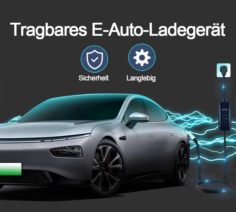 M.I.C. Tragbares EV Ladegerät: Typ 2 CEE Stecker 7kW 1-phasig 5m 32A passt für Elektroautos mit IEC62196-2 Steck…