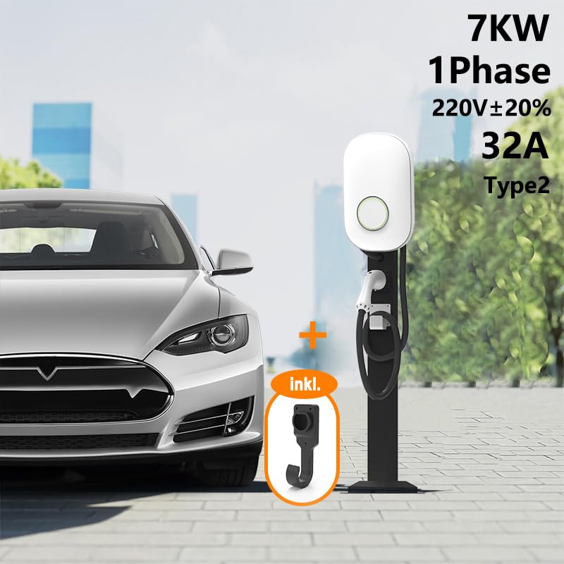 M.I.C. Wallbox Ev Charger Ladegerät: Typ 2 7KW 1-phasig 5m 32A WLAN APP passt für Elektroautos mit IEC62196-2 St…