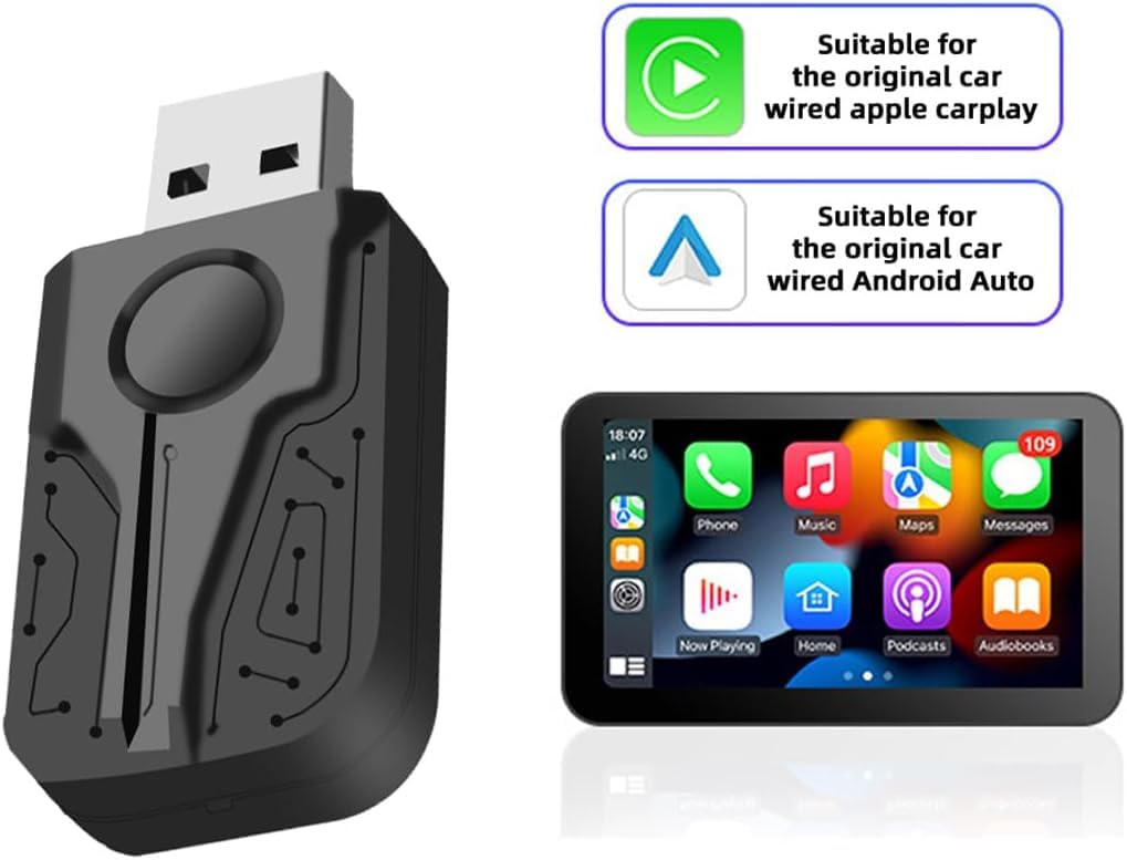 M.I.C. 2-in-1 Wireless Adapter für CarPlay & Android Auto – Macht originales Kabel-CarPlay/Android Auto kabellos