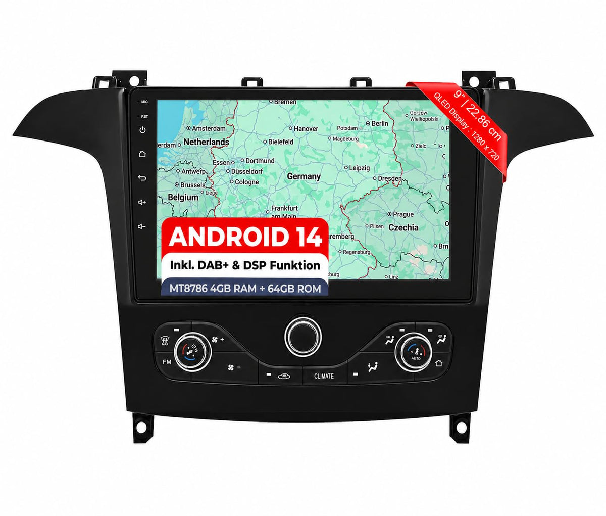 M.I.C. F9A-S Android 14 Autoradio - Ford S-MAX 2007-2015/GALAXY 2007-2014