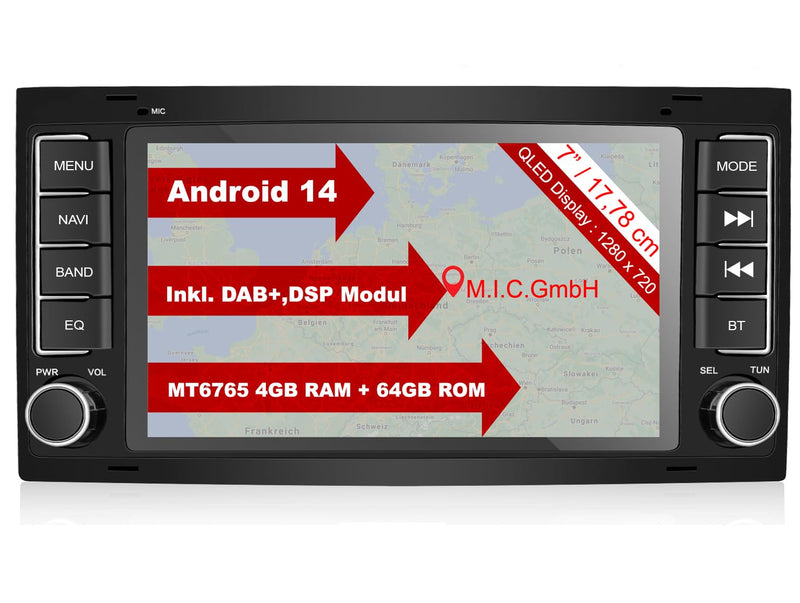 M.I.C. AVTO7-L2 Android 14 Autoradio für VW T5 multivan Touareg mit RNS 2