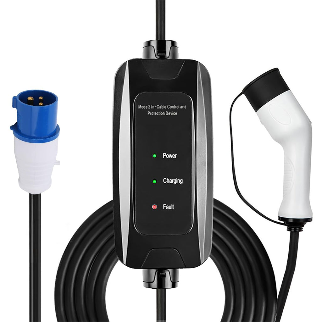 M.I.C. Tragbares EV Ladegerät: Typ 2 CEE Stecker 7kW 1-phasig 5m 32A passt für Elektroautos mit IEC62196-2 Steck…
