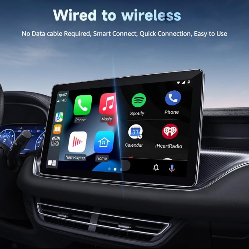 M.I.C. 2-in-1 Wireless Adapter für CarPlay & Android Auto – Macht originales Kabel-CarPlay/Android Auto kabellos