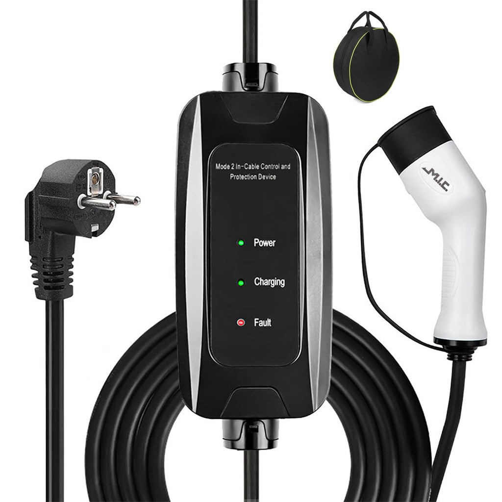 M.I.C. Tragbares EV Ladegerät: Typ 2 Schuko 3,68kW 1-phasig 6m 16A passt für Elektroautos mit IEC62196-2 Stecker…
