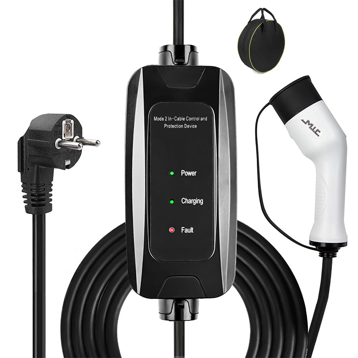 M.I.C. Tragbares EV Ladegerät: Typ 2 Schuko 3,68kW 1-phasig 6m 16A passt für Elektroautos mit IEC62196-2 Stecker…
