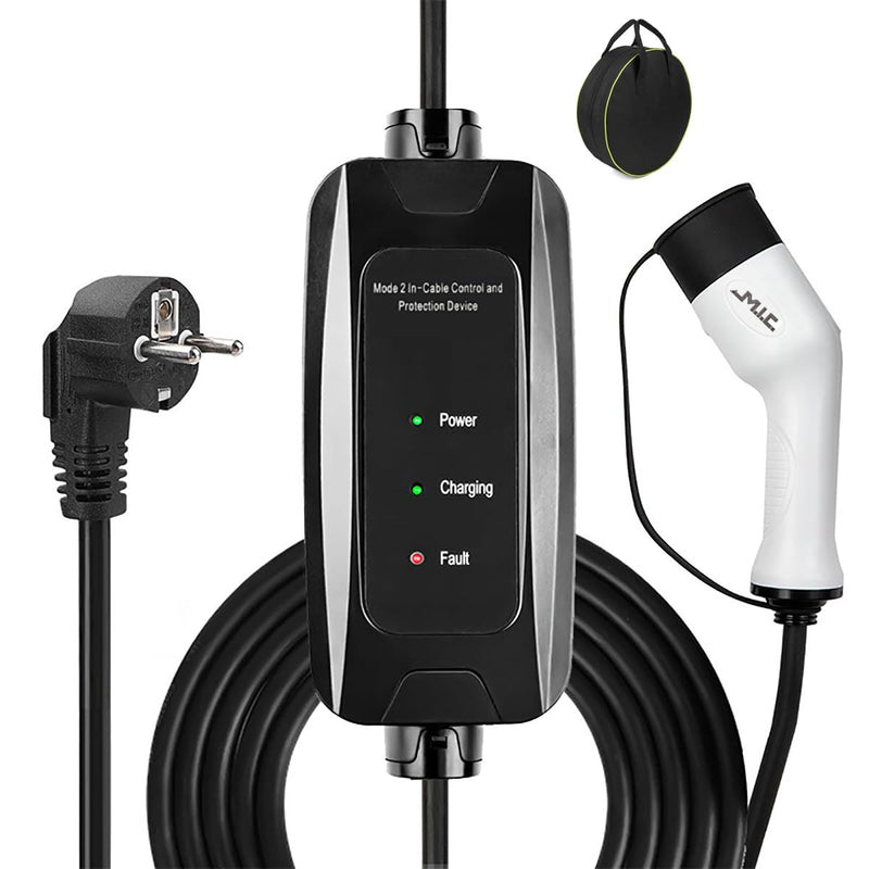 M.I.C. Tragbares EV Ladegerät: Typ 2 Schuko 3,68kW 1-phasig 6m 16A passt für Elektroautos mit IEC62196-2 Stecker…