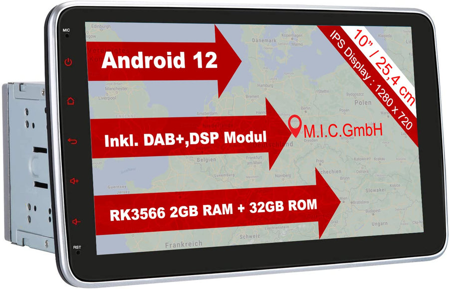 M.I.C. AU10-lite Android 12 Autoradio Universal für VW Toyota KIA Nissan Hyundai FIAT