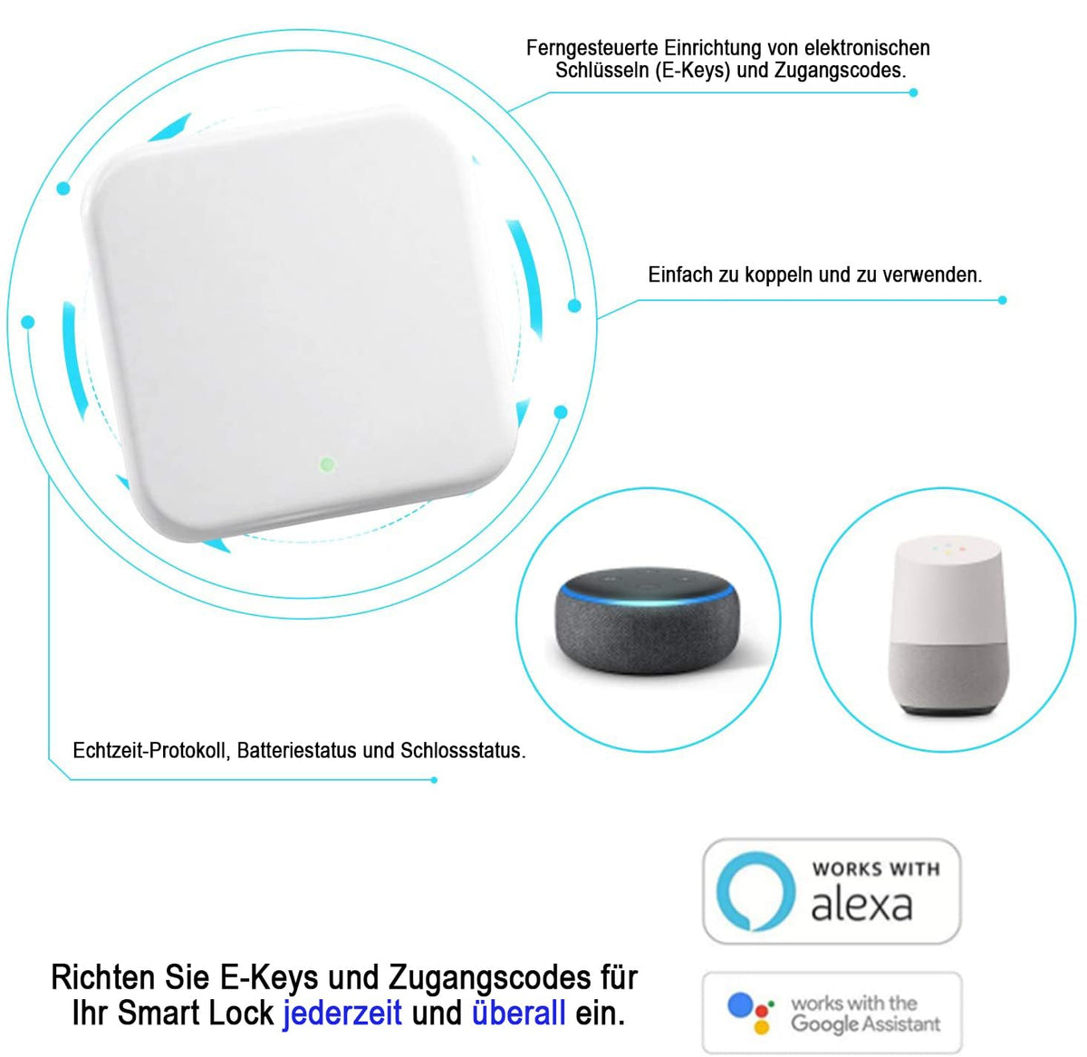 M.I.C. WiFi Gateway - Öffnung & Verwaltung Elektronischer Türschlösser von überall, per APP, Zubehör für M.I.C.…