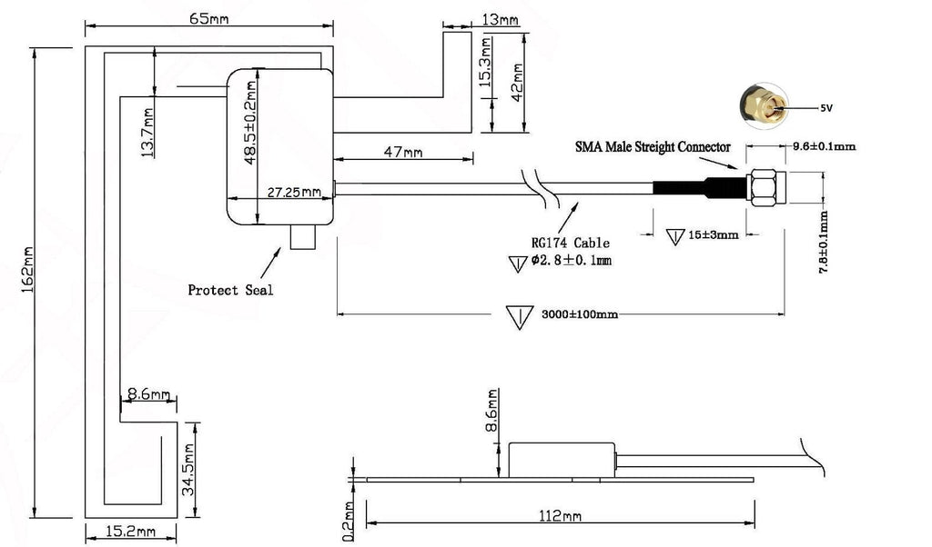 M.I.C. SKAA-54: DAB+ Antenne SMA Anschluss 5V Verstärker Scheibenantenne Auto KFZ Digital-Rad