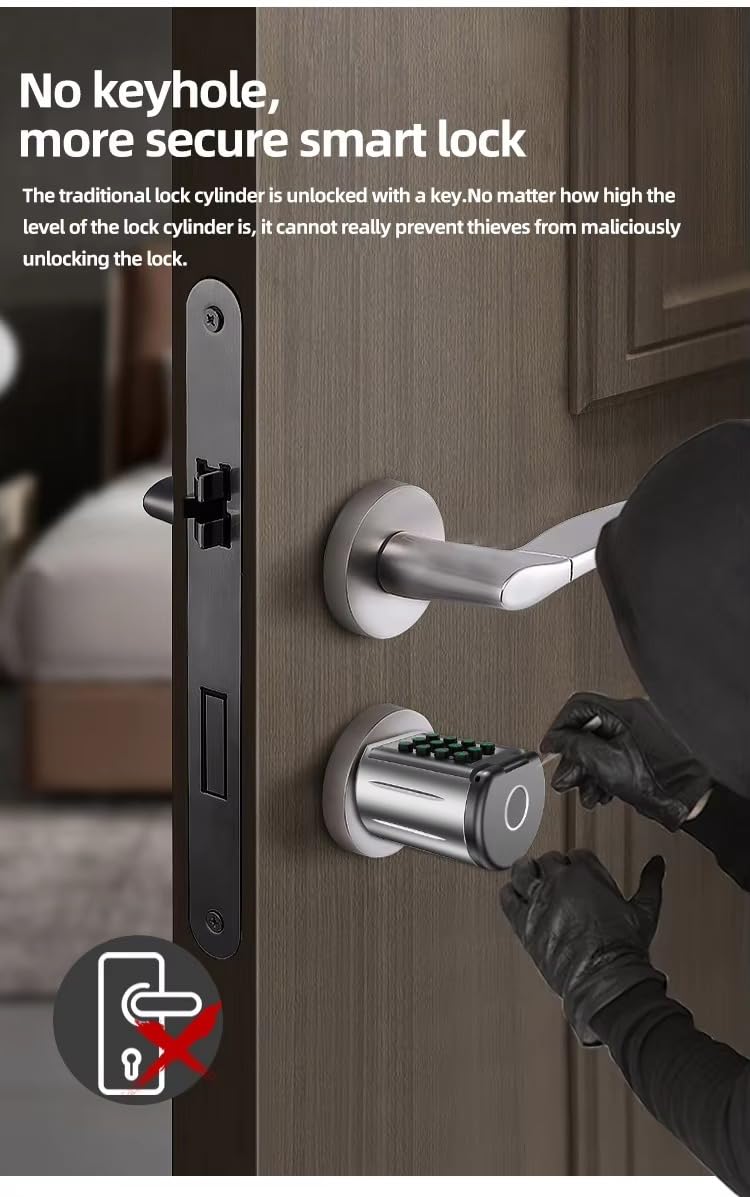 M.I.C.5D01 Fingerabdruckschloss für Türen, Elektronischer Schließzylinder, IP65, mit 3 x RFID-Karte, Bluetooth…