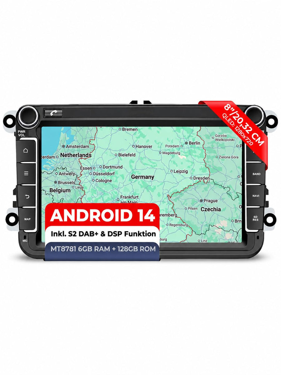 M.I.C. V8-U Android 14 Autoradio für VW/Skoda/Seat RNS/RCD Golf5/6