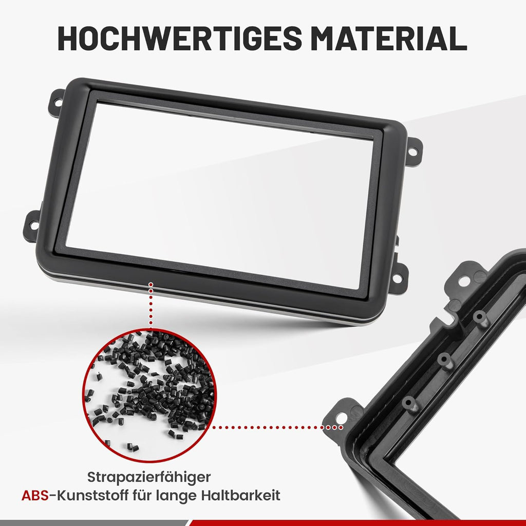 M.I.C. VW-007 Doppel-DIN Autoradio Einbaurahmen, Schwarz, mit Montagezubehör, Blende für Fahrzeug-Stereoanlage S…