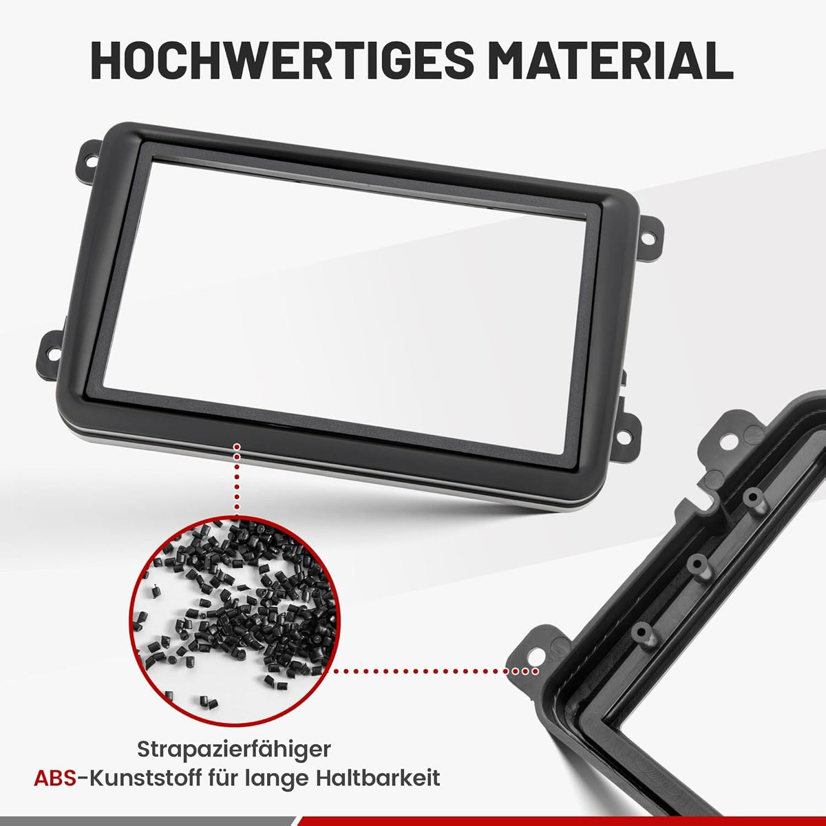 M.I.C. VW-007 Doppel-DIN Autoradio Einbaurahmen, Schwarz, mit Montagezubehör, Blende für Fahrzeug-Stereoanlage S…
