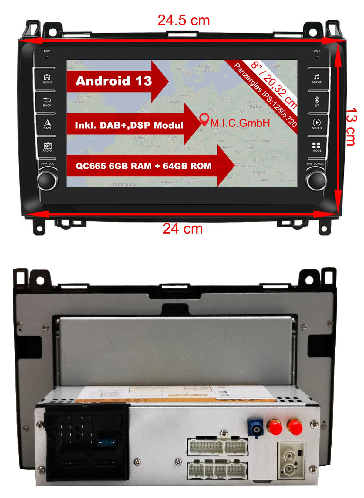 M.I.C. AB8 Android 13 Autoradio für Mercedes Benz A-Klasse W169 B-Klasse