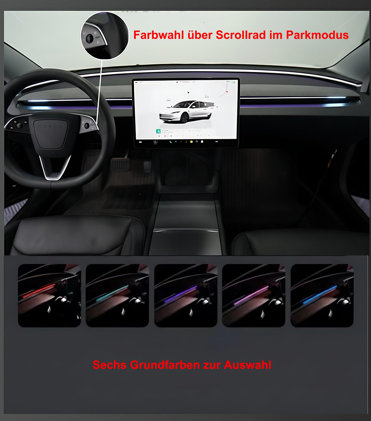 M.I.C. LED-Ambientelicht-Lichtleiste mit BSD – Totwinkel-, Geschwindigkeits & Türwarnung, farb- & helligkeitsreg…