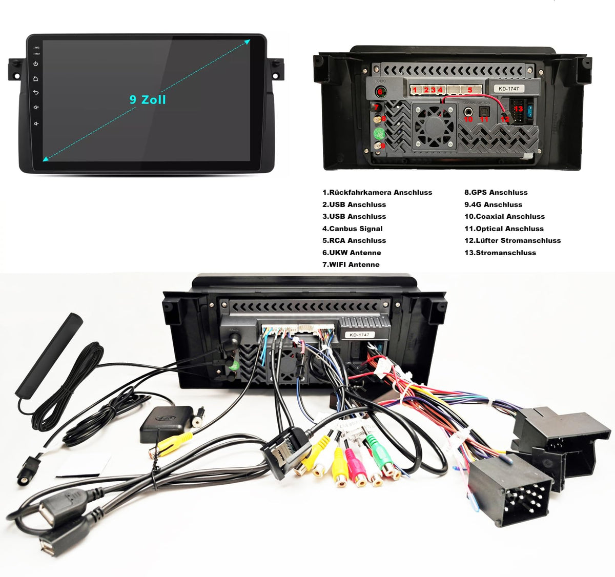 M.I.C. 80160 Android 13 Autoradio für 3er, E46, M3