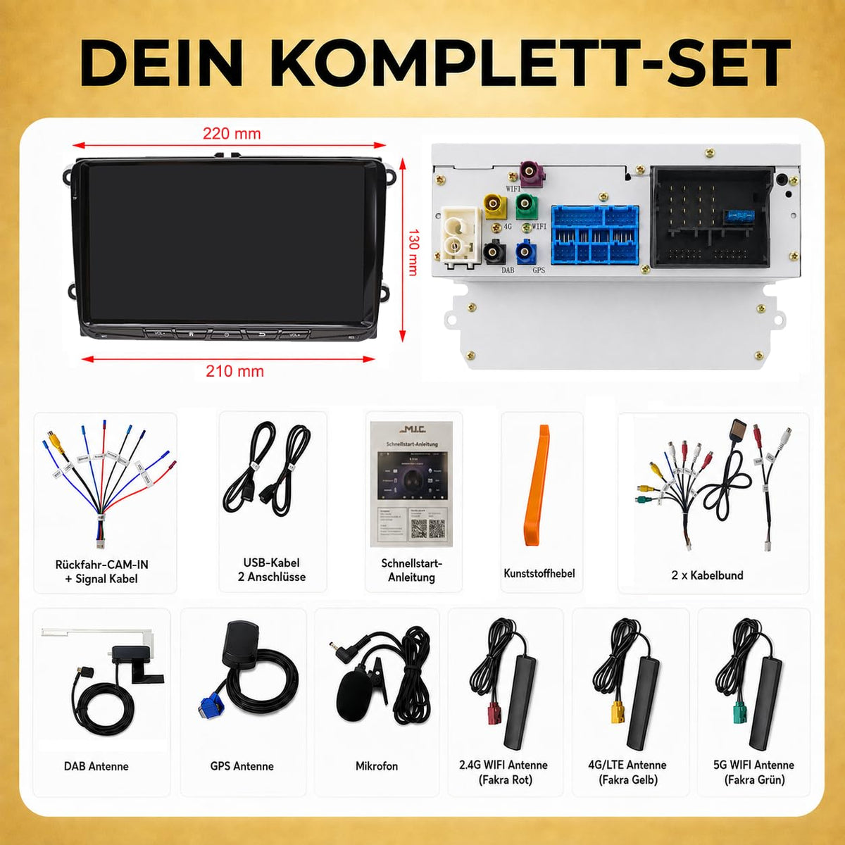 M.I.C. V9-U Android 14 Autoradio für VW/Skoda/Seat RNS/RCD Golf5/6