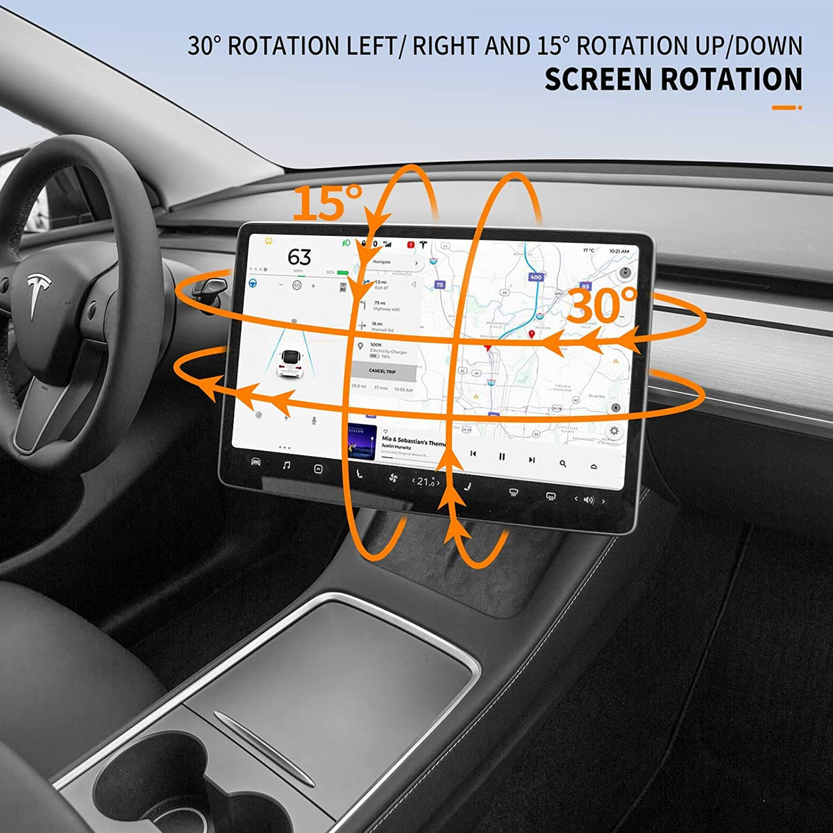 M.I.C. Schwenkhalterung Passend für 2017–2023 Tesla Model 3 Modell Y Bildschirm Mittelkonsole Navigation Origina…