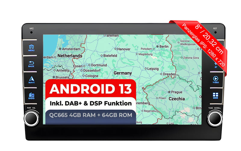M.I.C. AVM8 Android 13 Autoradio für MQB Leon Polo Fabia Rapid Ibiza, Navi