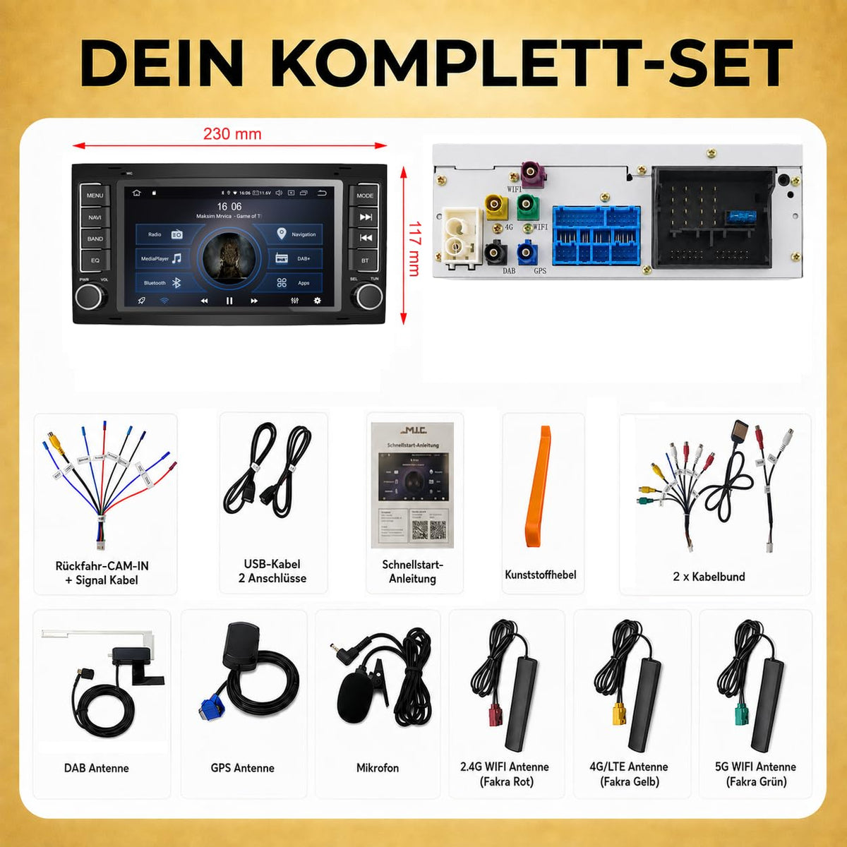 M.I.C. V7-U Android 14 Autoradio für VW T5/Multivan/Touareg RNS 510
