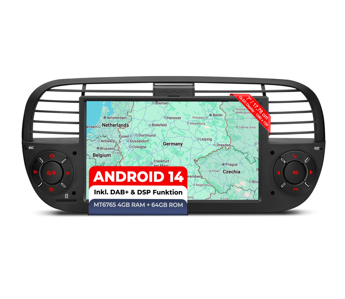M.I.C. AFI7-L2 Android 14 Autoradio für FIAT 500 2010-2015
