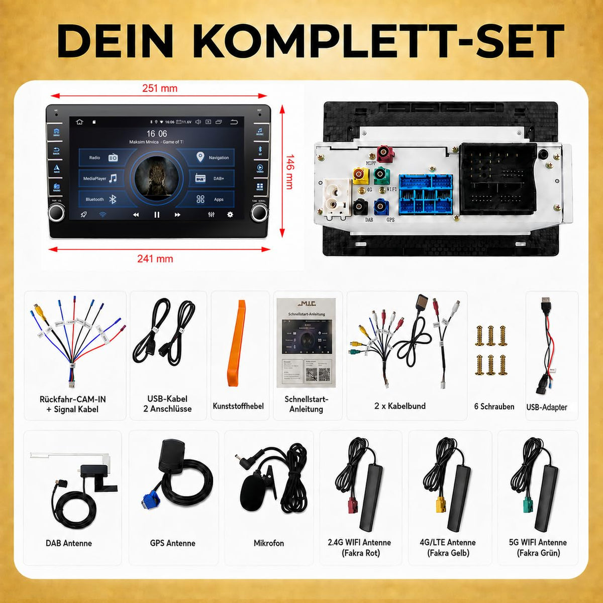 M.I.C. V9A-U Android 14 Autoradio für MQB Plattform Golf7 Octavia Passat