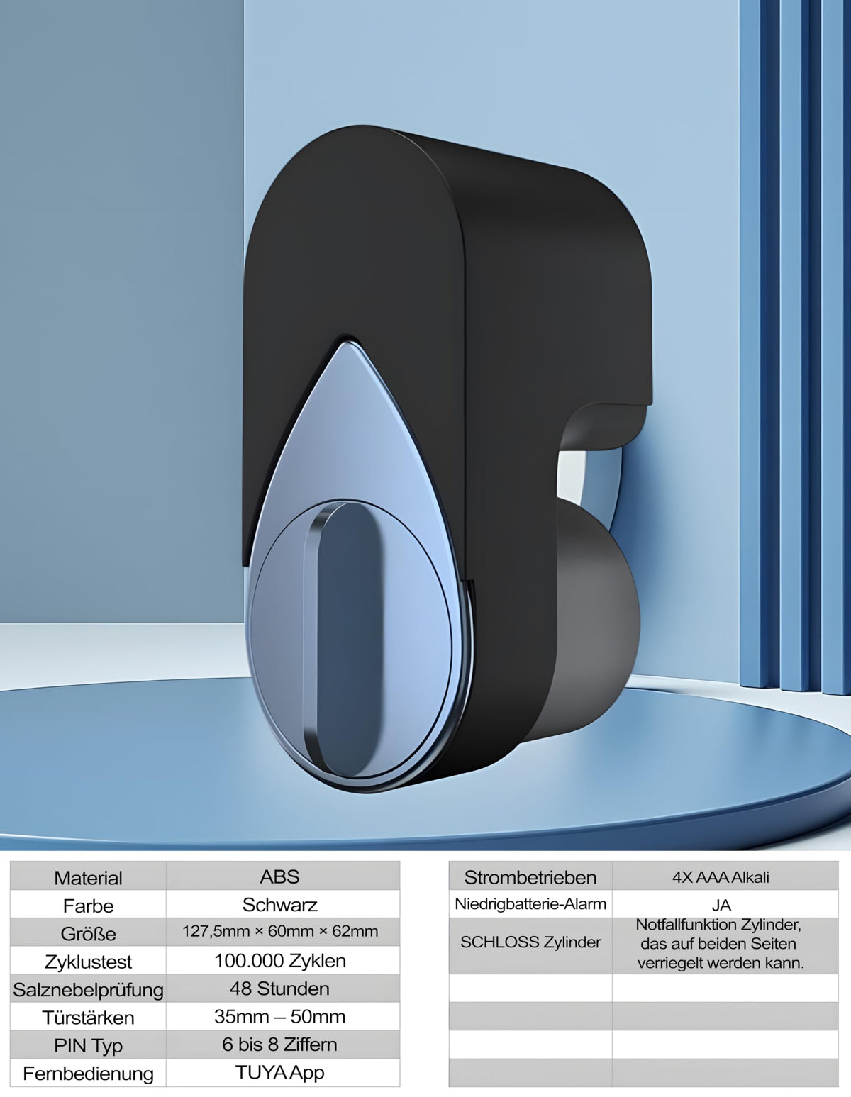 M.I.C. Smart Lock Bluetooth Türschloss, schlüsselloser Zutritt per App, kompatibel mit Tuya, Alexa & Google Home…