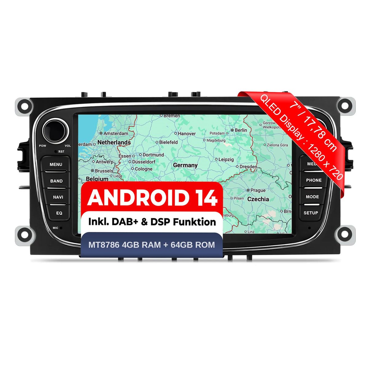 M.I.C. F7-S Android 14 Autoradio - Ford Focus MK2/Mondeo/Cmax/Galaxy/Smax