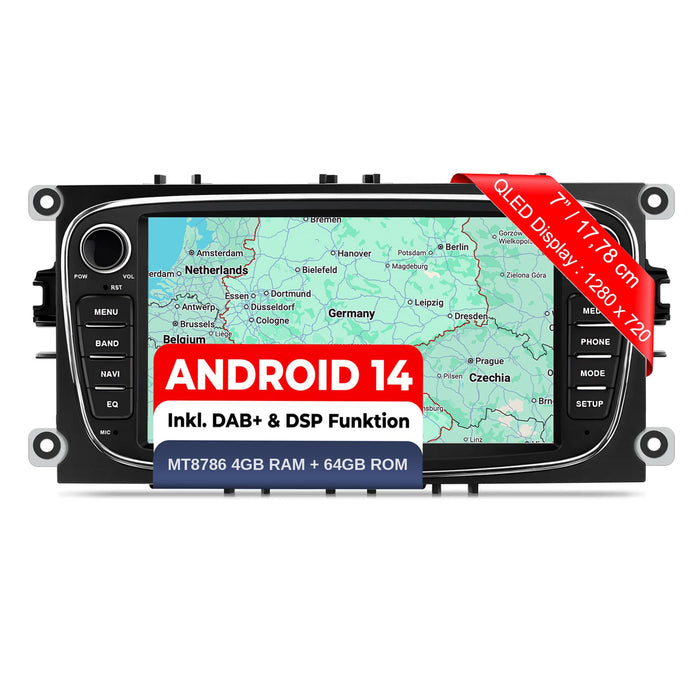 M.I.C. F7-S Android 14 Autoradio - Ford Focus MK2/Mondeo/Cmax/Galaxy/Smax