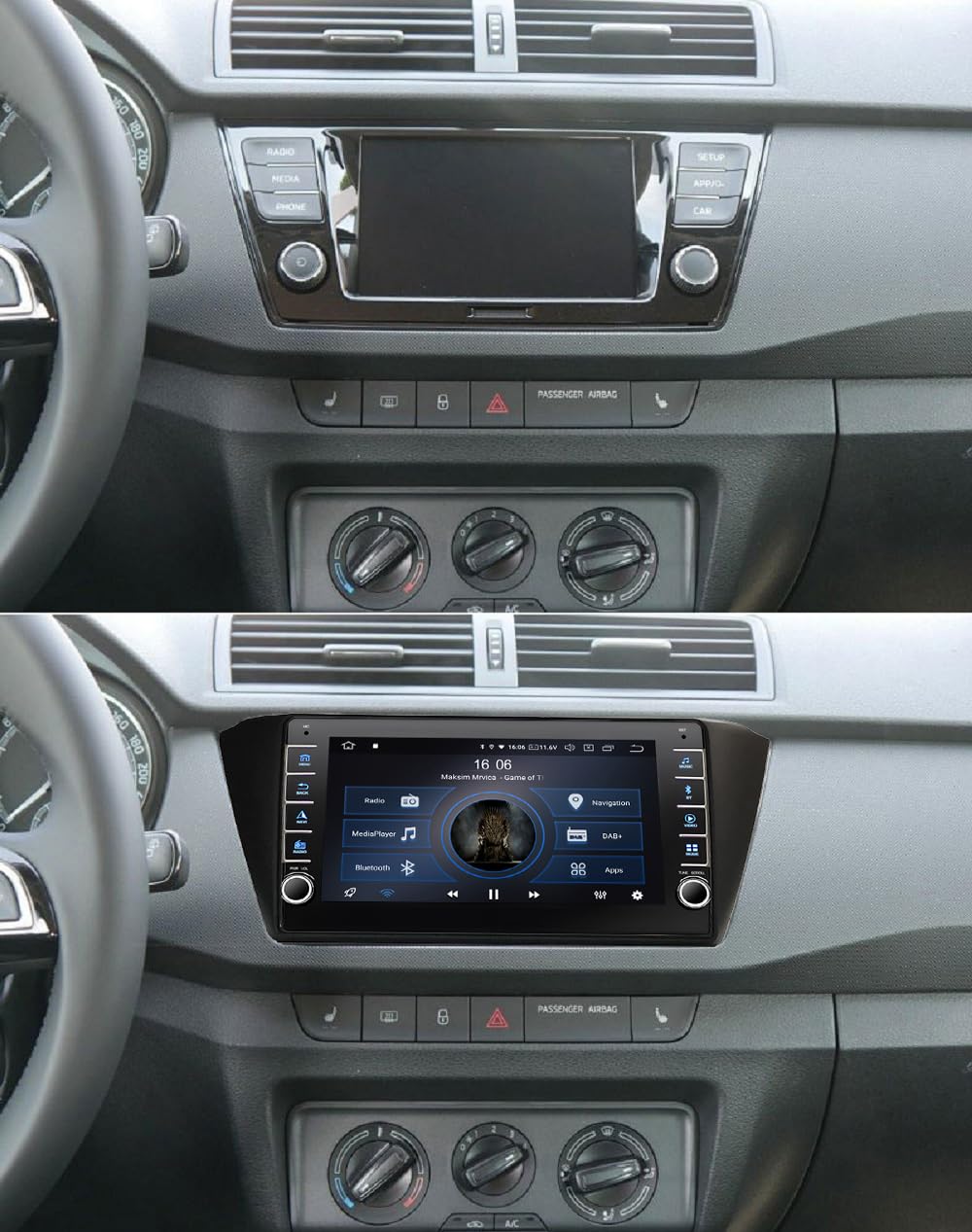 M.I.C.-AVM8-Fabia: (Blende + AVM8) Ersatz für Skoda Fabia III ab 2014 in MQB MIB Plattform