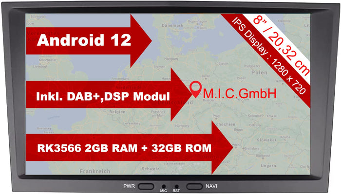 M.I.C. AO8-Lite Android 12 Autoradio für Opel Antara, Astra, Combo, Corsa
