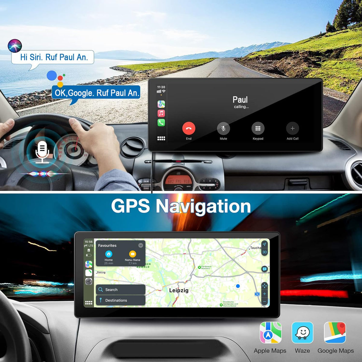 M.I.C. Smart Screen Android 12 Tragbares Autoradio mit RK3566 2G+32G: 9.3" HD Touchscreen Wireless Apple Carplay…