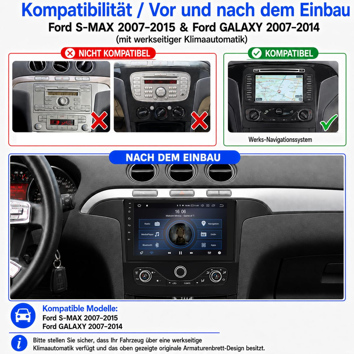M.I.C. F9A-S Android 14 Autoradio - Ford S-MAX 2007-2015/GALAXY 2007-2014