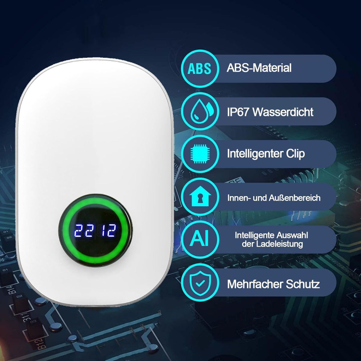 M.I.C. Wallbox Ev Charger Ladegerät: Typ 2 7KW 1-phasig 5m 32A WLAN APP passt für Elektroautos mit IEC62196-2 St…
