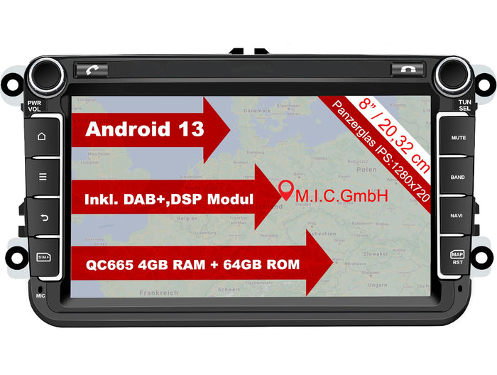 M.I.C. AV8V7-Pro Android 13 Autoradio für VW/ŠKODA/SEAT (RNS/RCD Ersatz)
