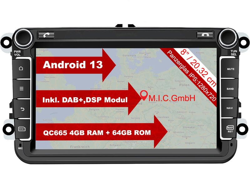 M.I.C. AV8V7-Pro Android 13 Autoradio für VW/ŠKODA/SEAT (RNS/RCD Ersatz)