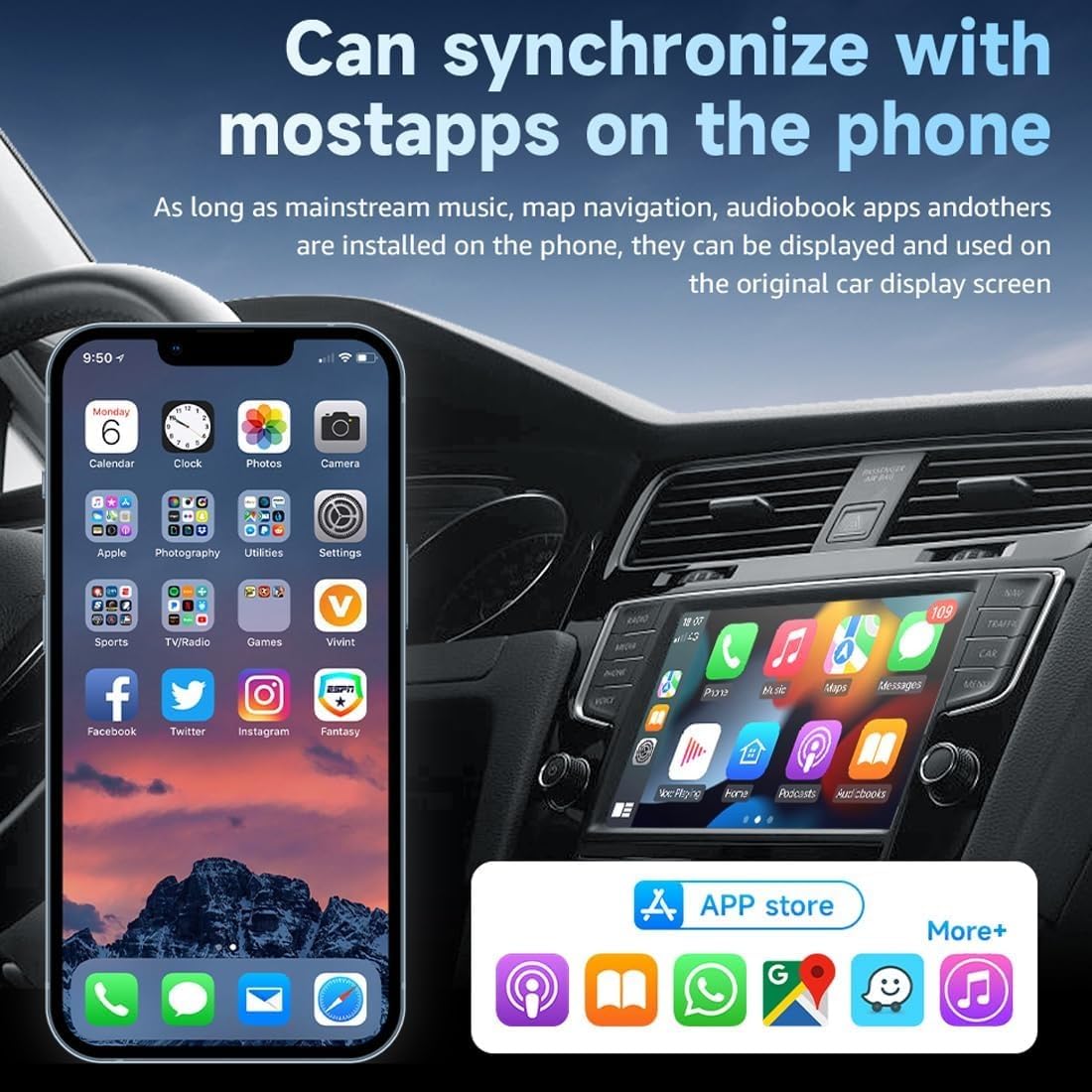 M.I.C. 2-in-1 Wireless Adapter für CarPlay & Android Auto – Macht originales Kabel-CarPlay/Android Auto kabellos