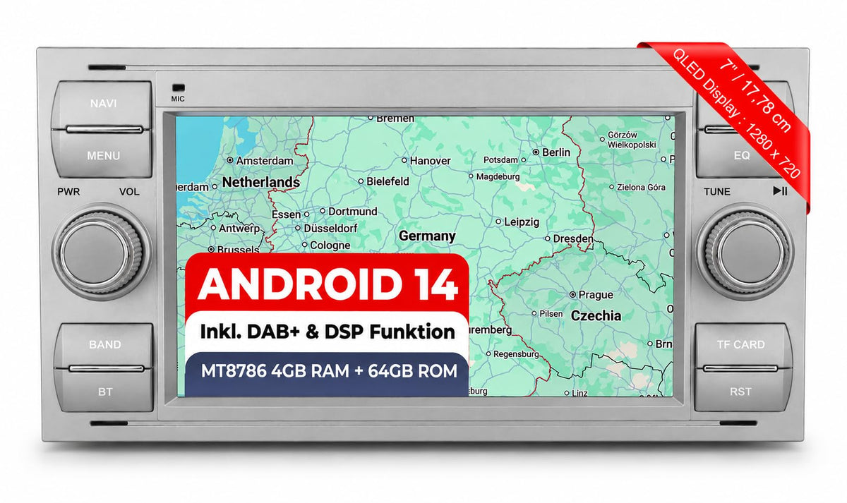 M.I.C. F7A-S Android 14 Autoradio-Ford Focus II/C-Max/S-Max/Galaxy/Kuga