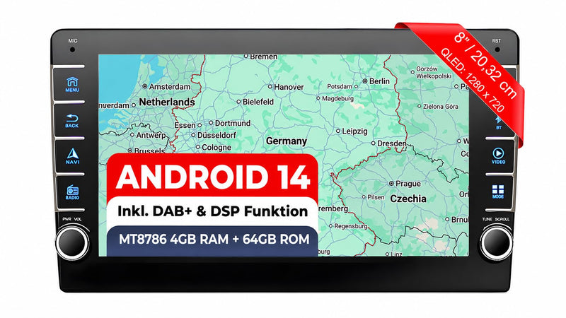 M.I.C. V8A-S Android 14 Autoradio für MQB Plattform Leon Polo Fabia Rapid