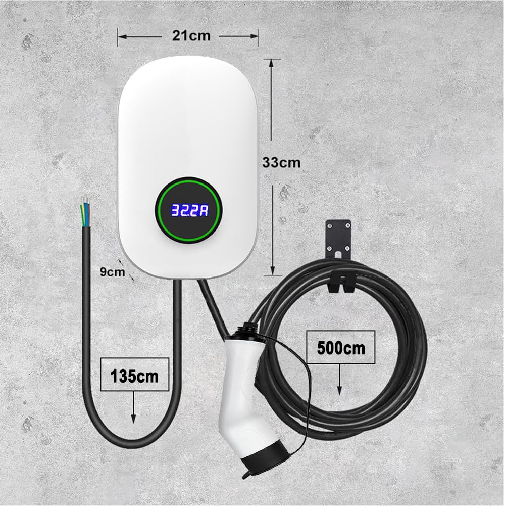 M.I.C. Wallbox Ev Charger Ladegerät: Typ 2 7KW 1-phasig 5m 32A WLAN APP passt für Elektroautos mit IEC62196-2 St…