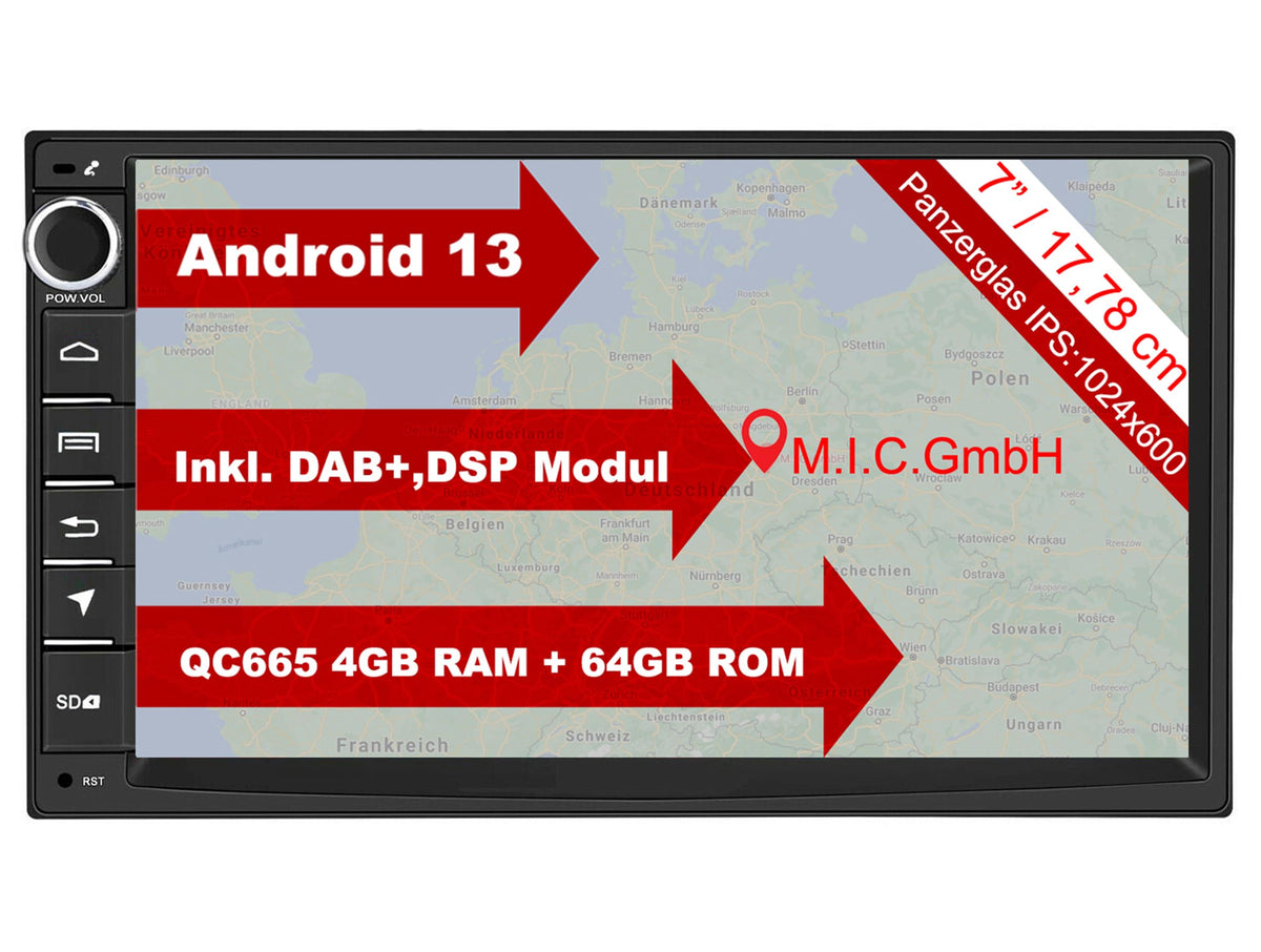 M.I.C. AU7 Android 13 Autoradio Universal für VW Toyota KIA Nissan Hyundai FIAT