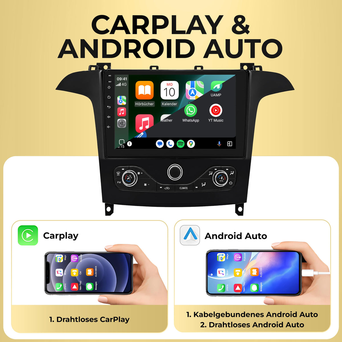 M.I.C. F9A-S Android 14 Autoradio - Ford S-MAX 2007-2015/GALAXY 2007-2014