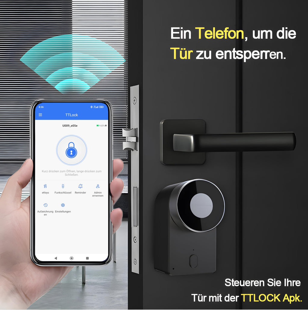 M.I.C. Smart Lock Bluetooth Türschloss, schlüsselloser Zutritt per App, kompatibel mit TTLock, Alexa & Google Ho…