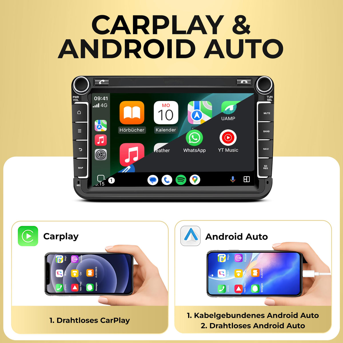 M.I.C. V8-S Android 14 Autoradio für VW/Skoda/Seat RNS/RCD Golf5/6