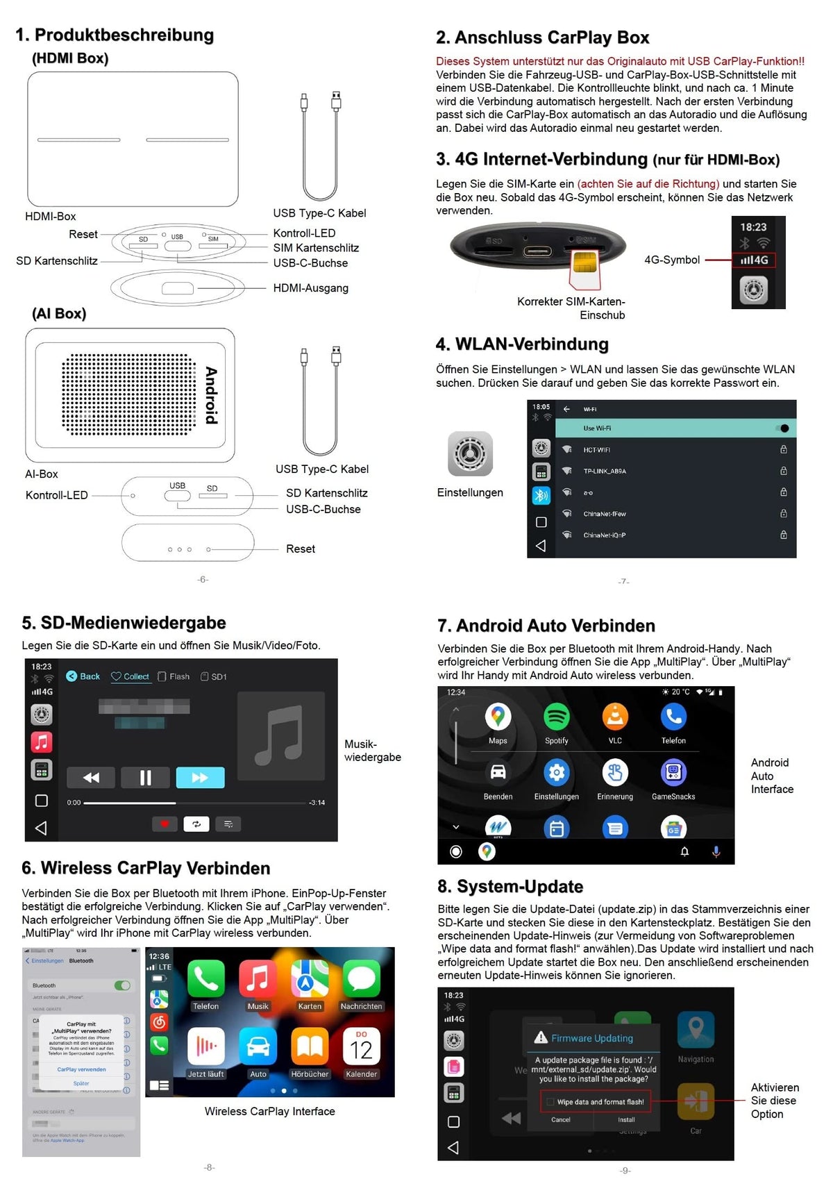 M.I.C. Carplay HDMI Box: Android 12 Qualcomm 665 4GB+64GB Eingebaut GPS Unterstützt: HDMI 4G SIM Wireless Carpla…