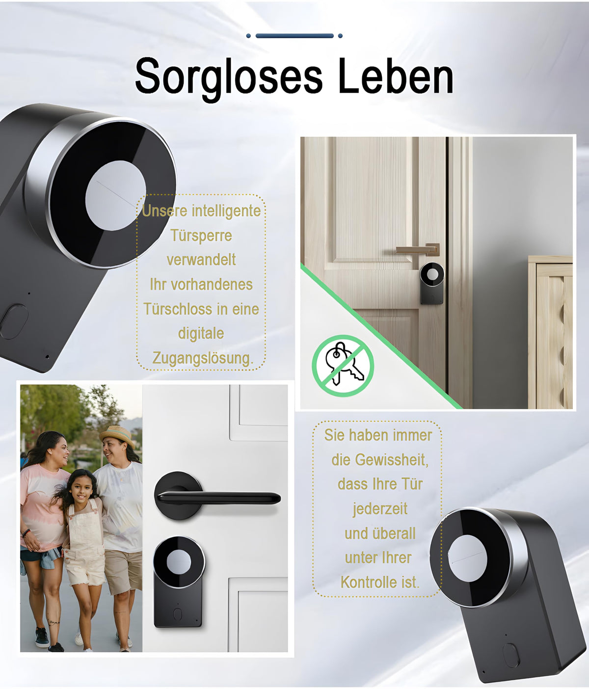 M.I.C. Smart Lock Bluetooth Türschloss, schlüsselloser Zutritt per App, kompatibel mit TTLock, Alexa & Google Ho…